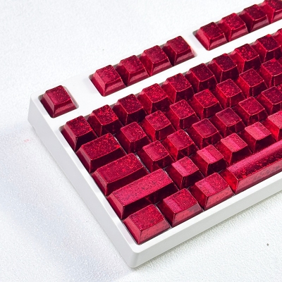 Frost Red Metal Feature 87+10 Keys PBT Doubleshot Side Legends Keycaps Set Cherry Profile for Cherry MX Keyboard